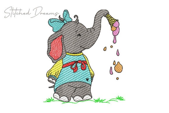 Cute Elephant Embroidery Design