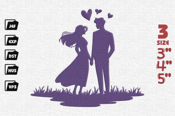 Romantic Pair Stitch Embroidery