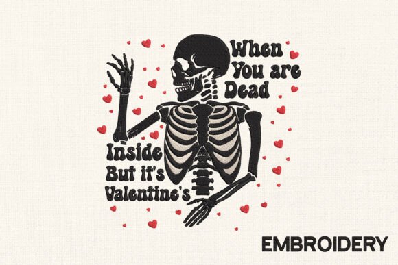 Skeleton Valentine Embroidery Design