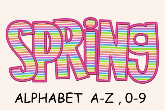Spring Colorful Alphabet Embroidery PNG